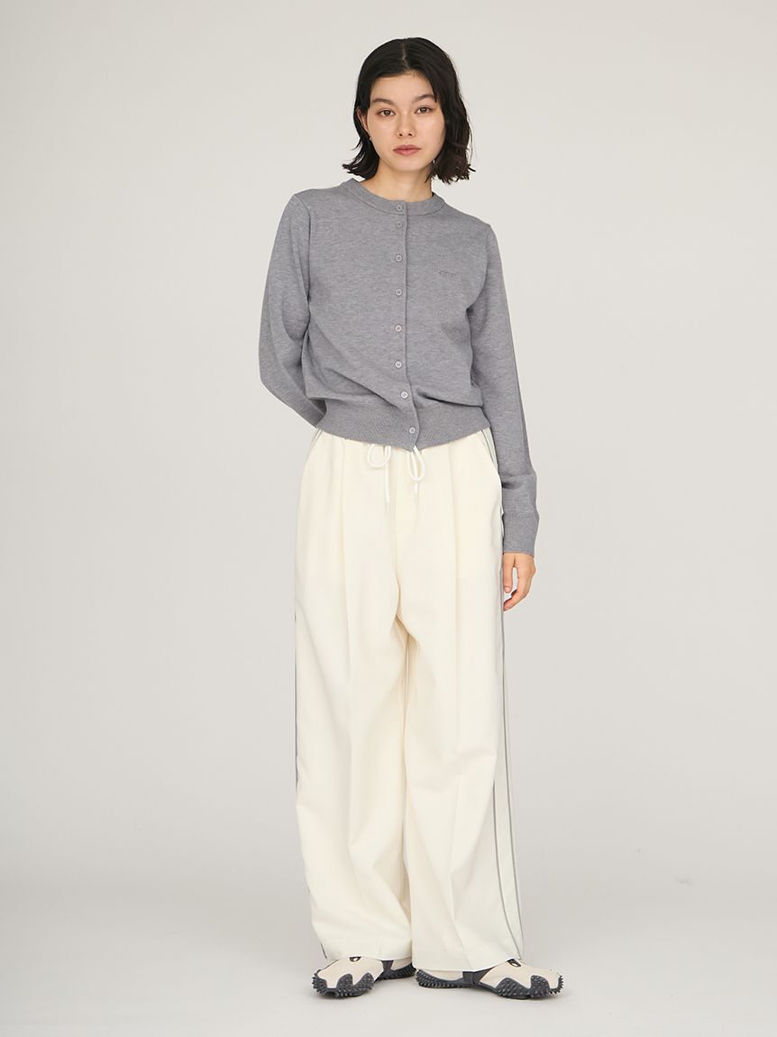 emmi atelier「ウール混emmiロゴクルーネックニットカーディガン」|カーディガン|