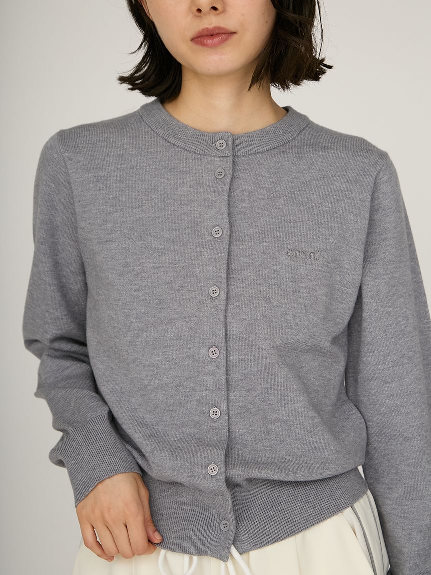 emmi atelier「ウール混emmiロゴクルーネックニットカーディガン」|カーディガン|