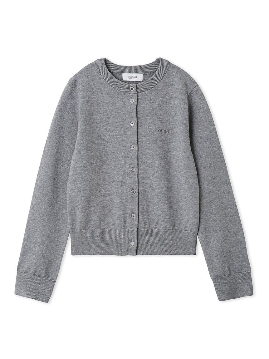 emmi atelier「ウール混emmiロゴクルーネックニットカーディガン」|カーディガン|