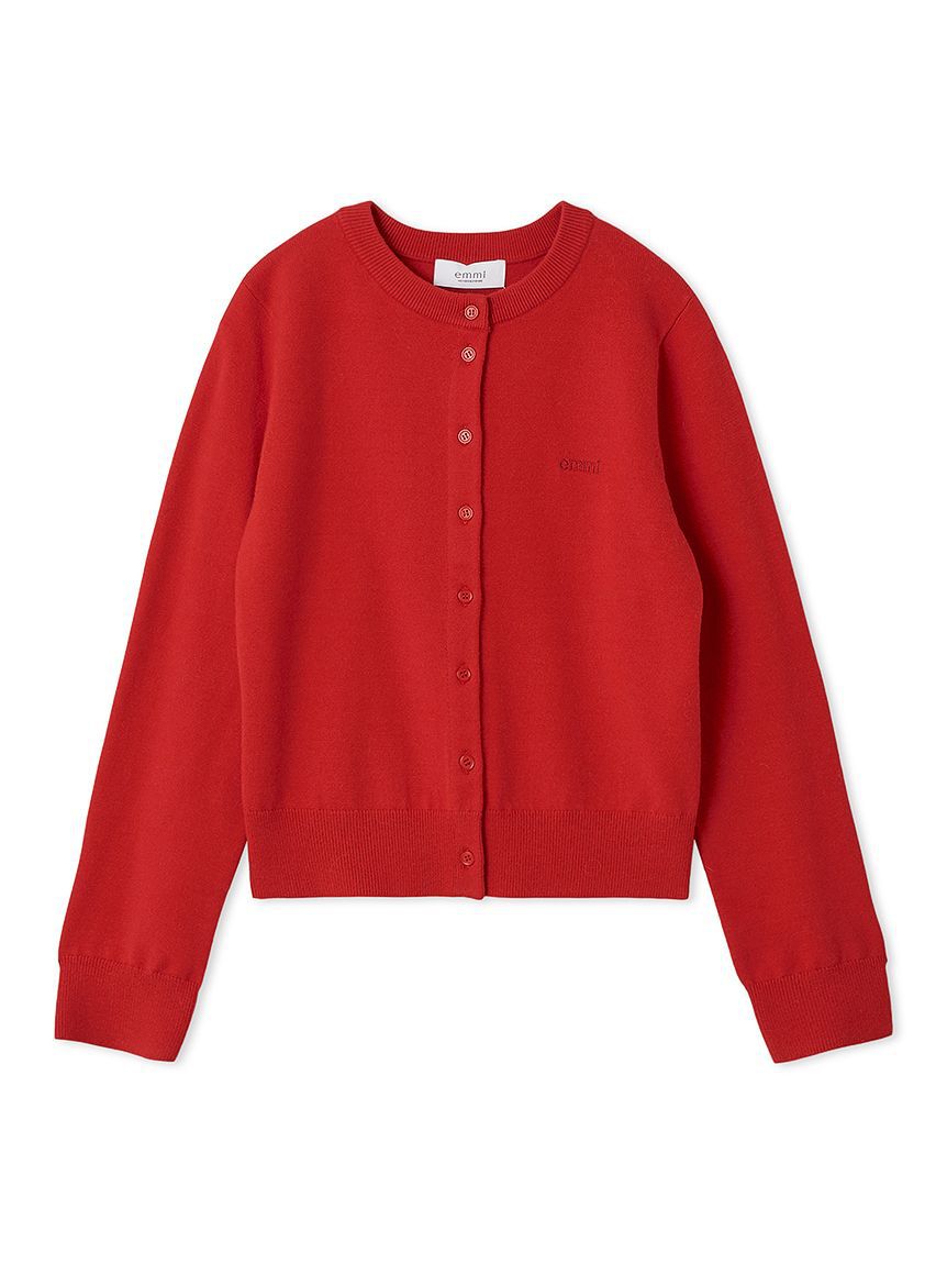 emmi atelier「ウール混emmiロゴクルーネックニットカーディガン」|カーディガン|