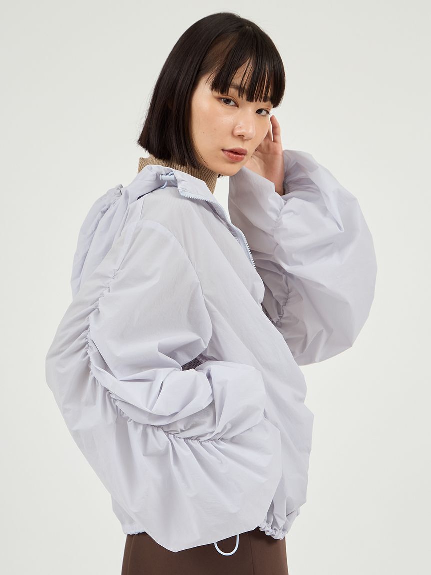 emmi atelier「撥水 ギャザーフーディーブルゾン」|ブルゾン・スタジャン|