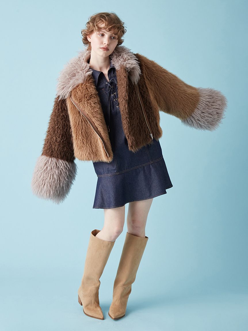 FURFUR「レースアップミニワンピース」|ワンピース|