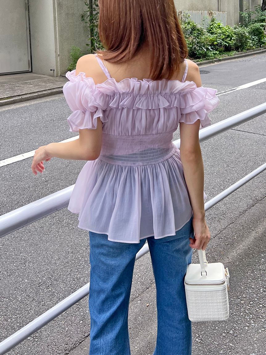 SNIDEL「オフショルフリルブラウス」|シャツ・ブラウス|