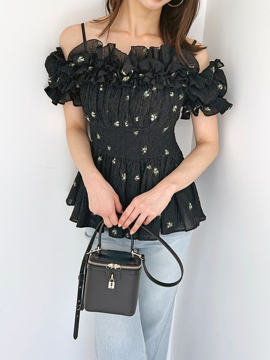 SNIDEL「オフショルフリルブラウス」|シャツ・ブラウス|