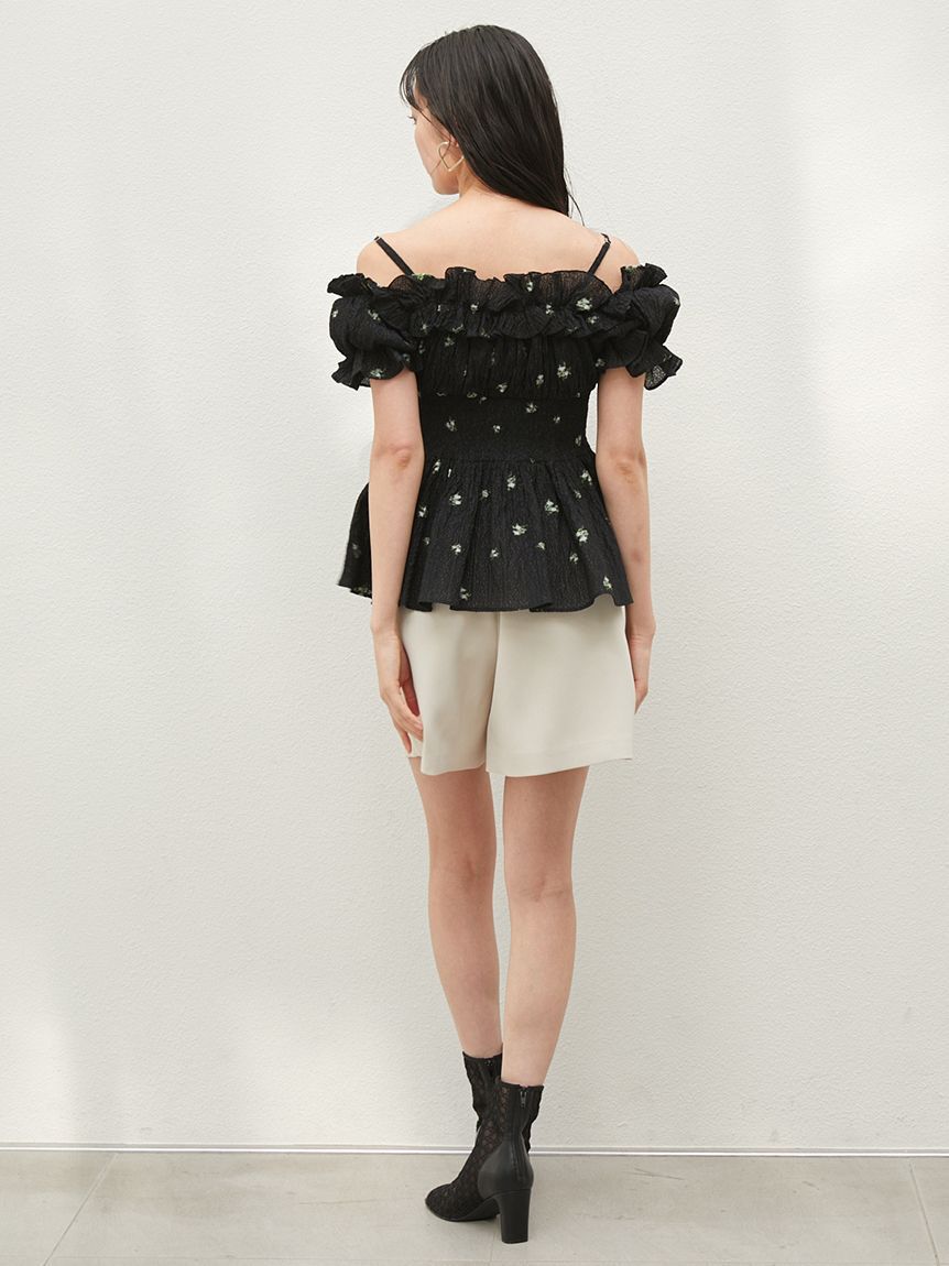 SNIDEL「オフショルフリルブラウス」|シャツ・ブラウス|
