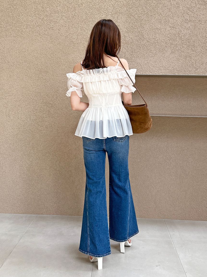 SNIDEL「オフショルフリルブラウス」|シャツ・ブラウス|