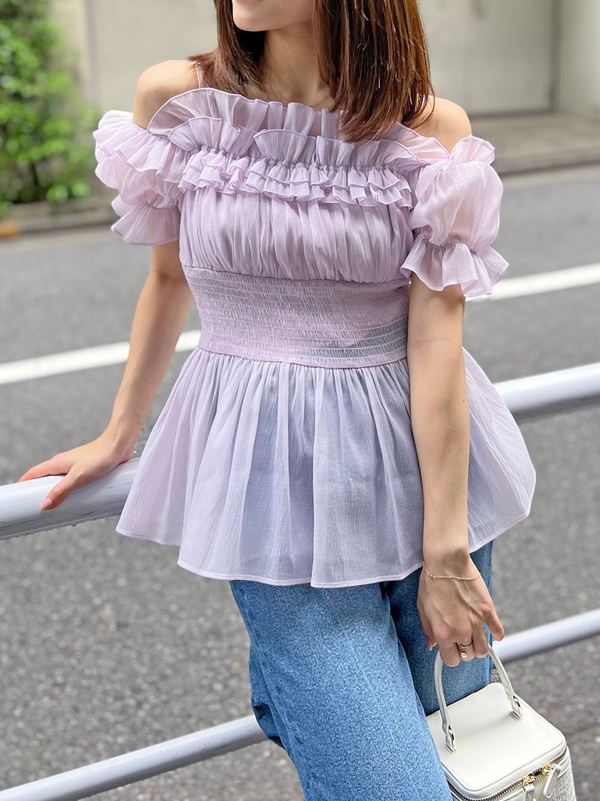 SNIDEL「オフショルフリルブラウス」|シャツ・ブラウス|LAV