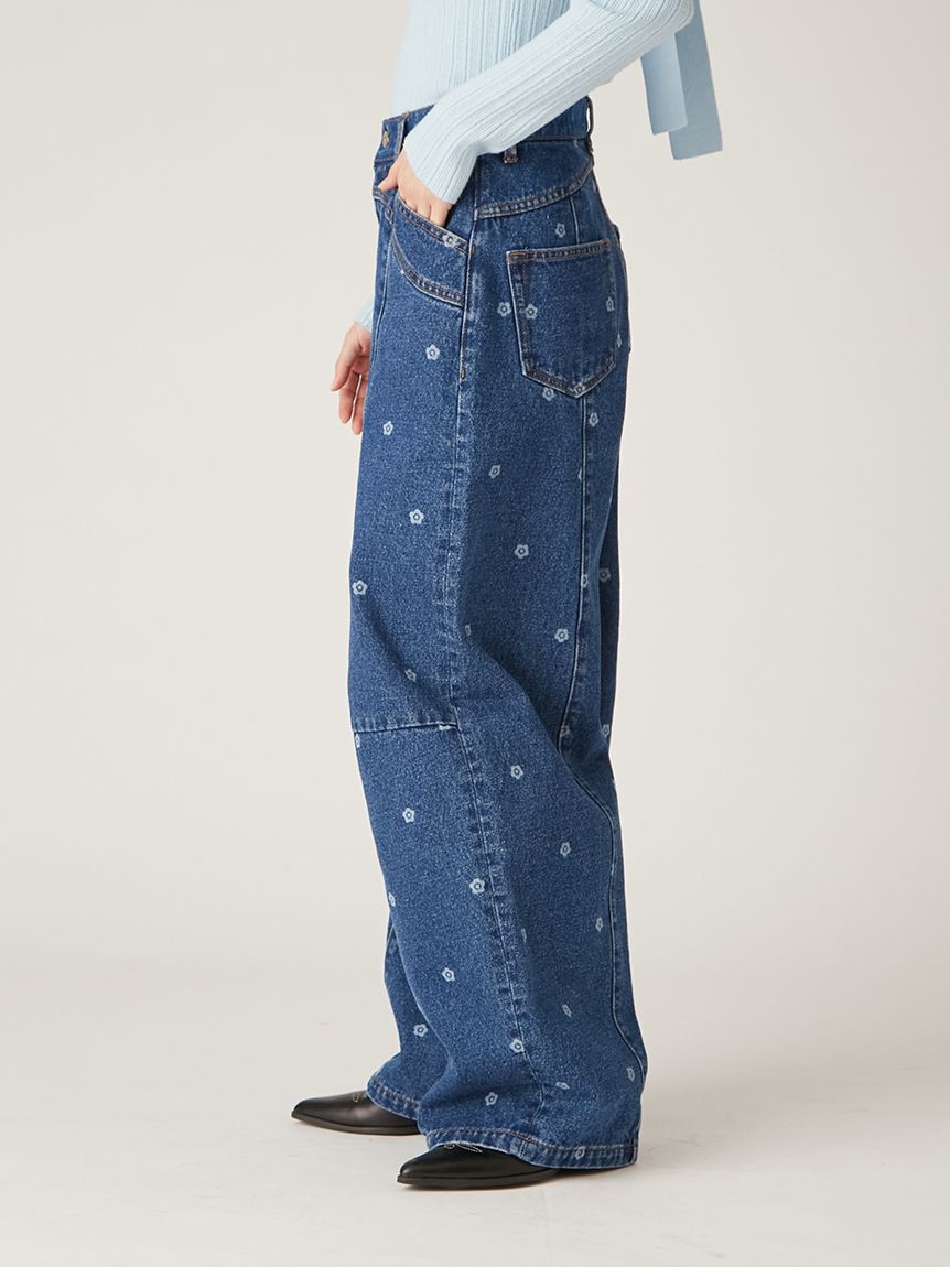 LILY BROWN「【WEB限定】【LILY BROWN&times;MARY QUANT】デイジー柄ワイドデニムパンツ」|デニム|