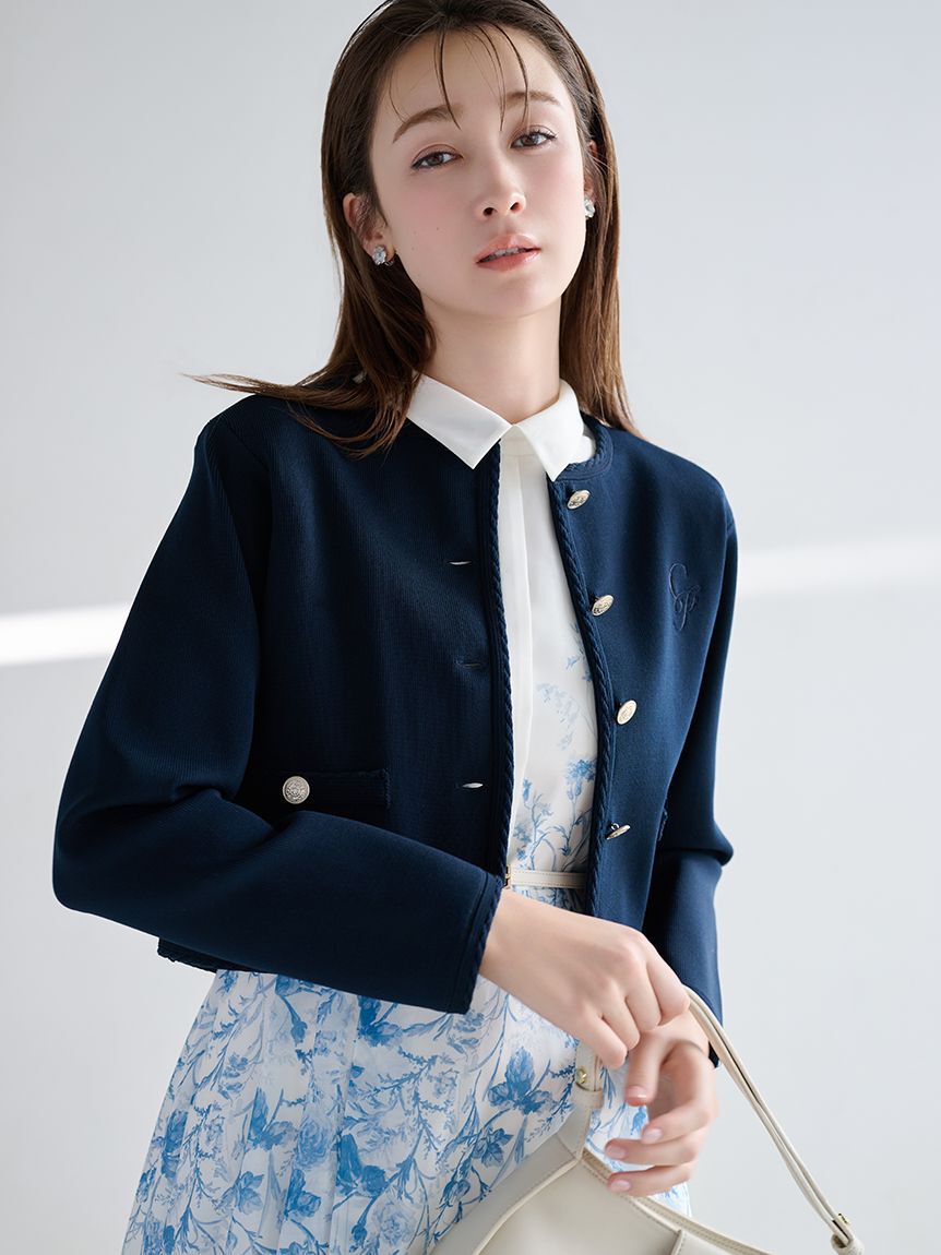 CELFORD「【UVカット】トリム刺繍カーディガン」|カーディガン|NVY
