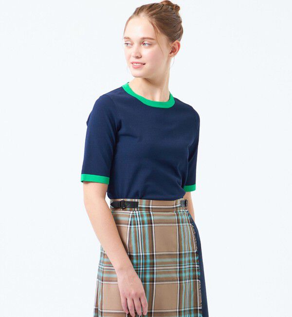 MACKINTOSH PHILOSOPHY「バイカラートリムニットプルオーバー」|ニット・セーター|ネイビー