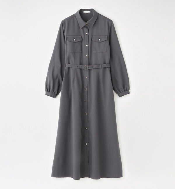  「バックスカーフシャツワンピース」|ワンピース|グレー3