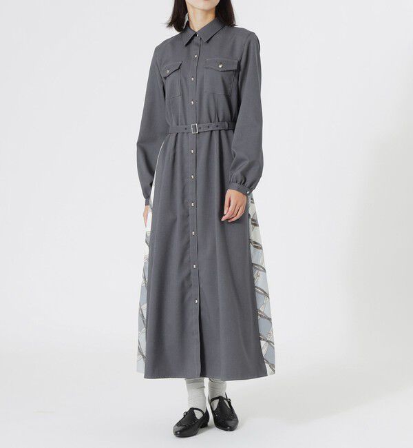  「バックスカーフシャツワンピース」|ワンピース|