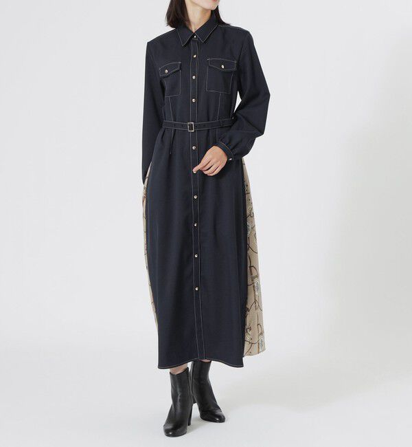  「バックスカーフシャツワンピース」|ワンピース|