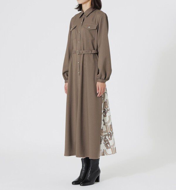  「バックスカーフシャツワンピース」|ワンピース|