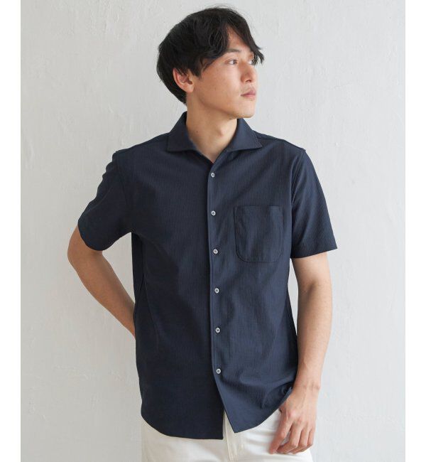IKKA LOUNGE「【吸水速乾／イージーケア】アーバンドライフルオープンポロシャツ」|Tシャツ・カットソー|ネイビー