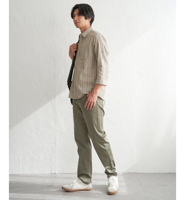 ikka「フレンチリネンMIX袖2WAYストライプシャツ」|シャツ・ブラウス|