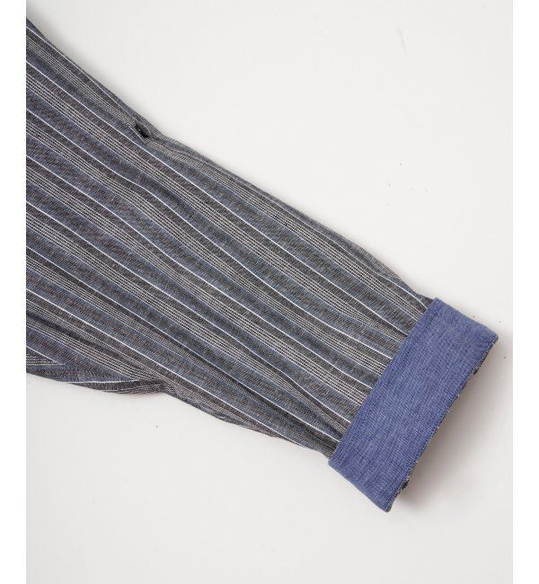 ikka「フレンチリネンMIX袖2WAYストライプシャツ」|シャツ・ブラウス|