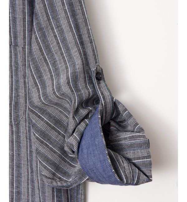 ikka「フレンチリネンMIX袖2WAYストライプシャツ」|シャツ・ブラウス|