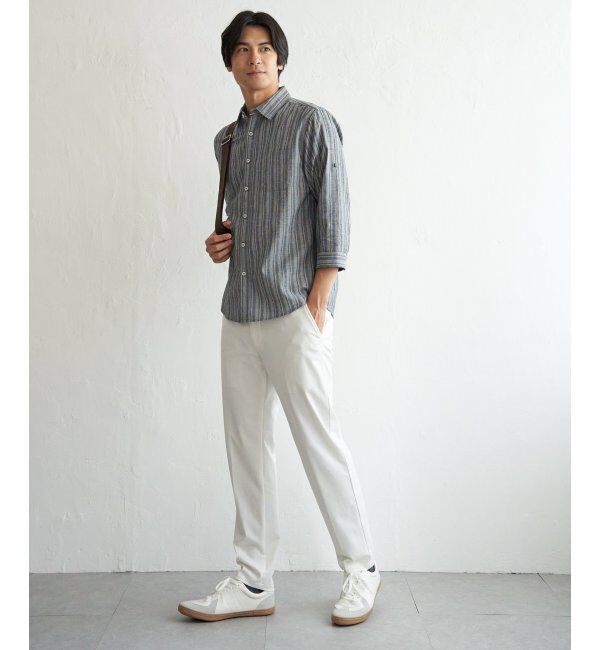 ikka「フレンチリネンMIX袖2WAYストライプシャツ」|シャツ・ブラウス|