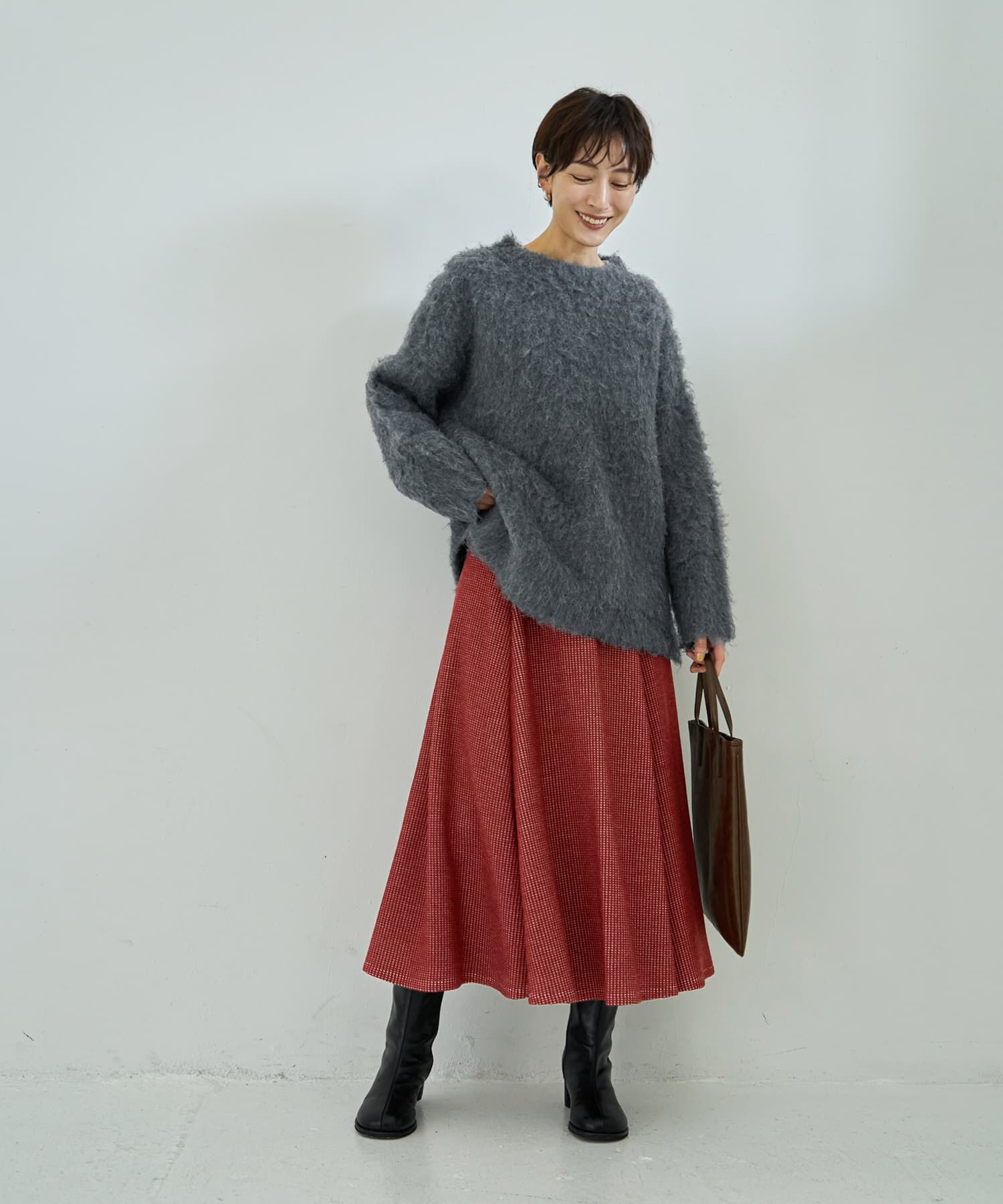 STYLE DELI「【Made in JAPAN】ニット調ワッフルロングフレアスカート」|スカート|