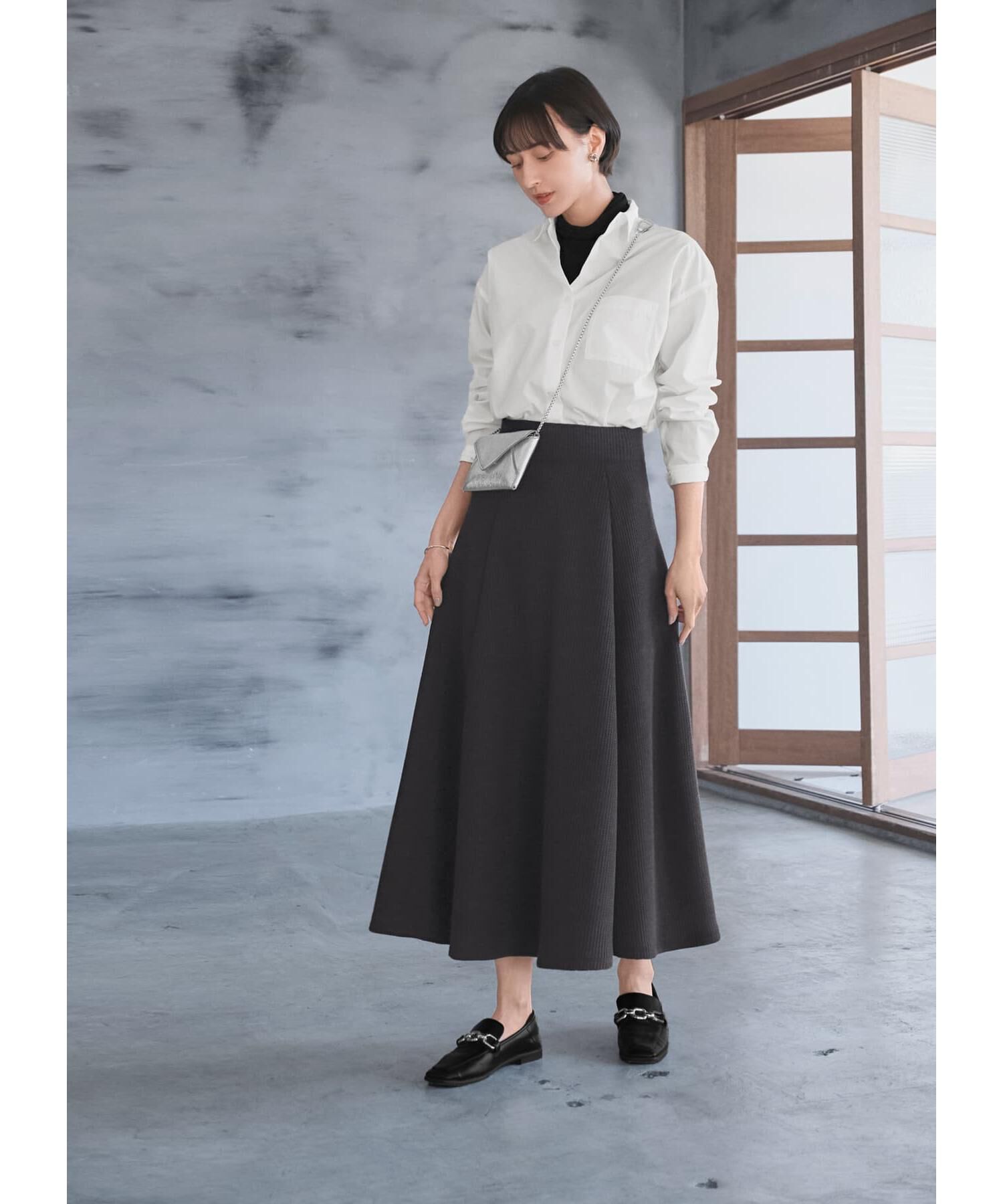 STYLE DELI「【Made in JAPAN】ニット調ワッフルロングフレアスカート」|スカート|