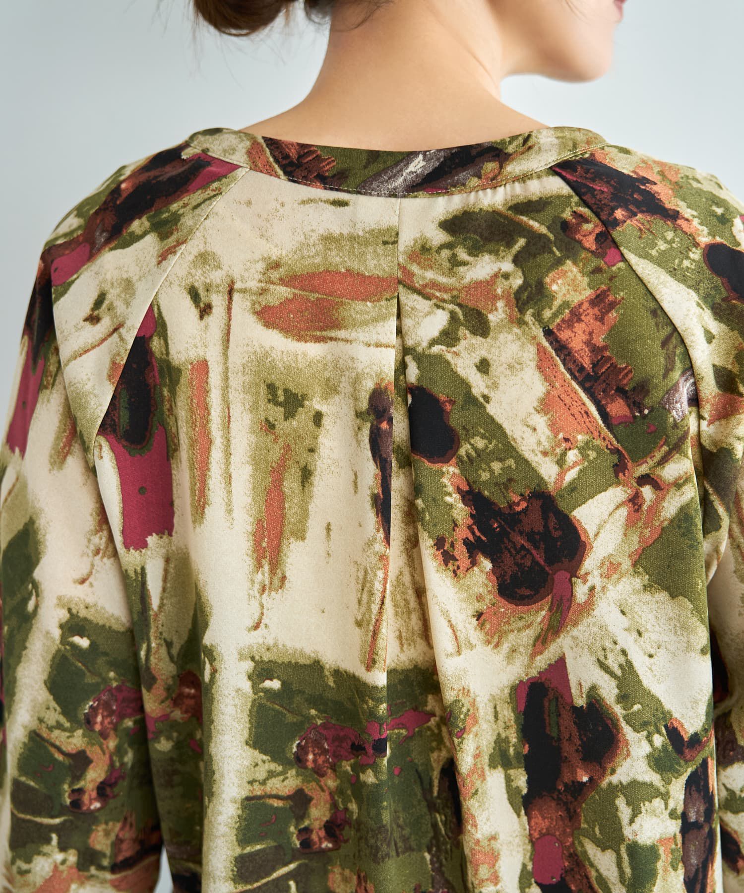 STYLE DELI「アート柄フリルポイントブラウス」|シャツ・ブラウス|