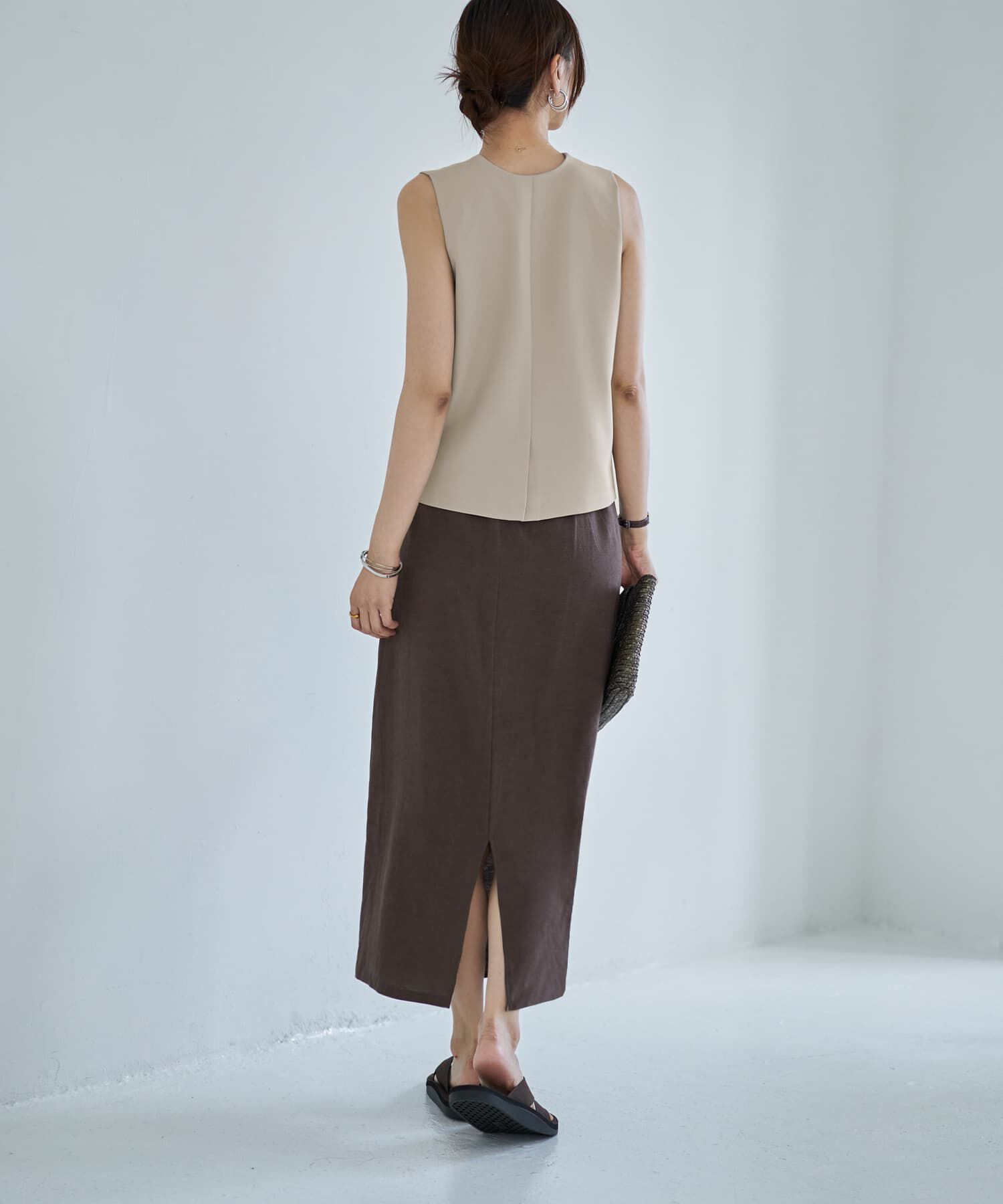 STYLE DELI「コットン混紡ストレートロングスカート」|タイト|