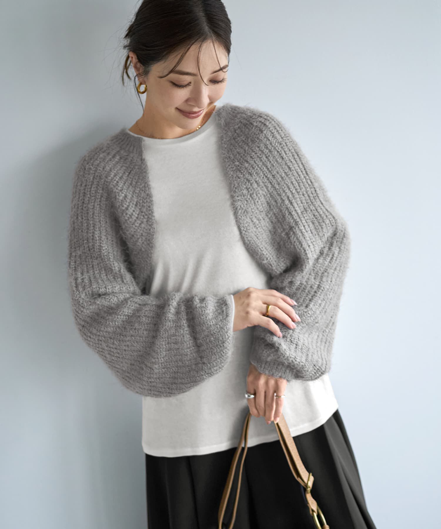 STYLE DELI「抜けないふんわりルーズニットボレロ」|ニット・セーター|グレー