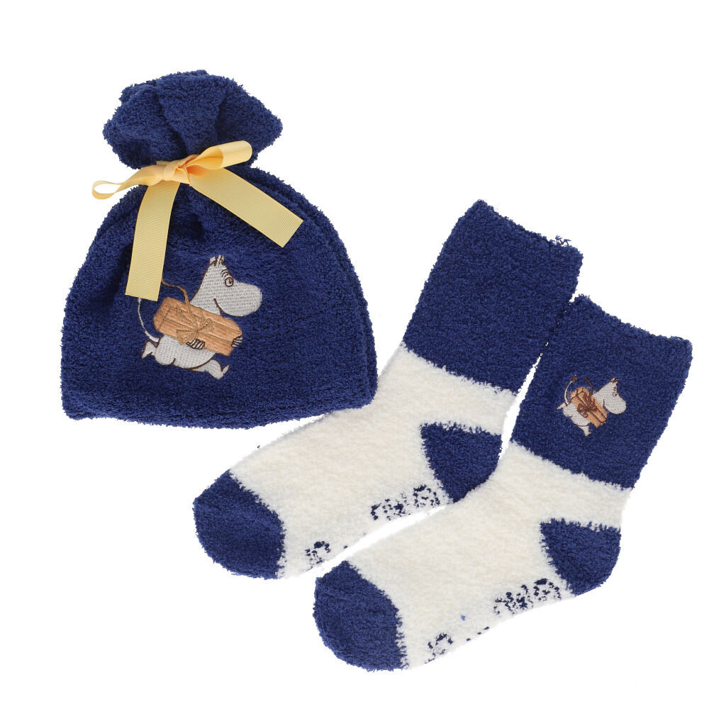 BACKYARD FAMILY「もこもこ靴下 かわいい 通販 ルームソックス 靴下 キャラクター ソックス もこもこ靴下in巾着」|ソックス|ブルー2