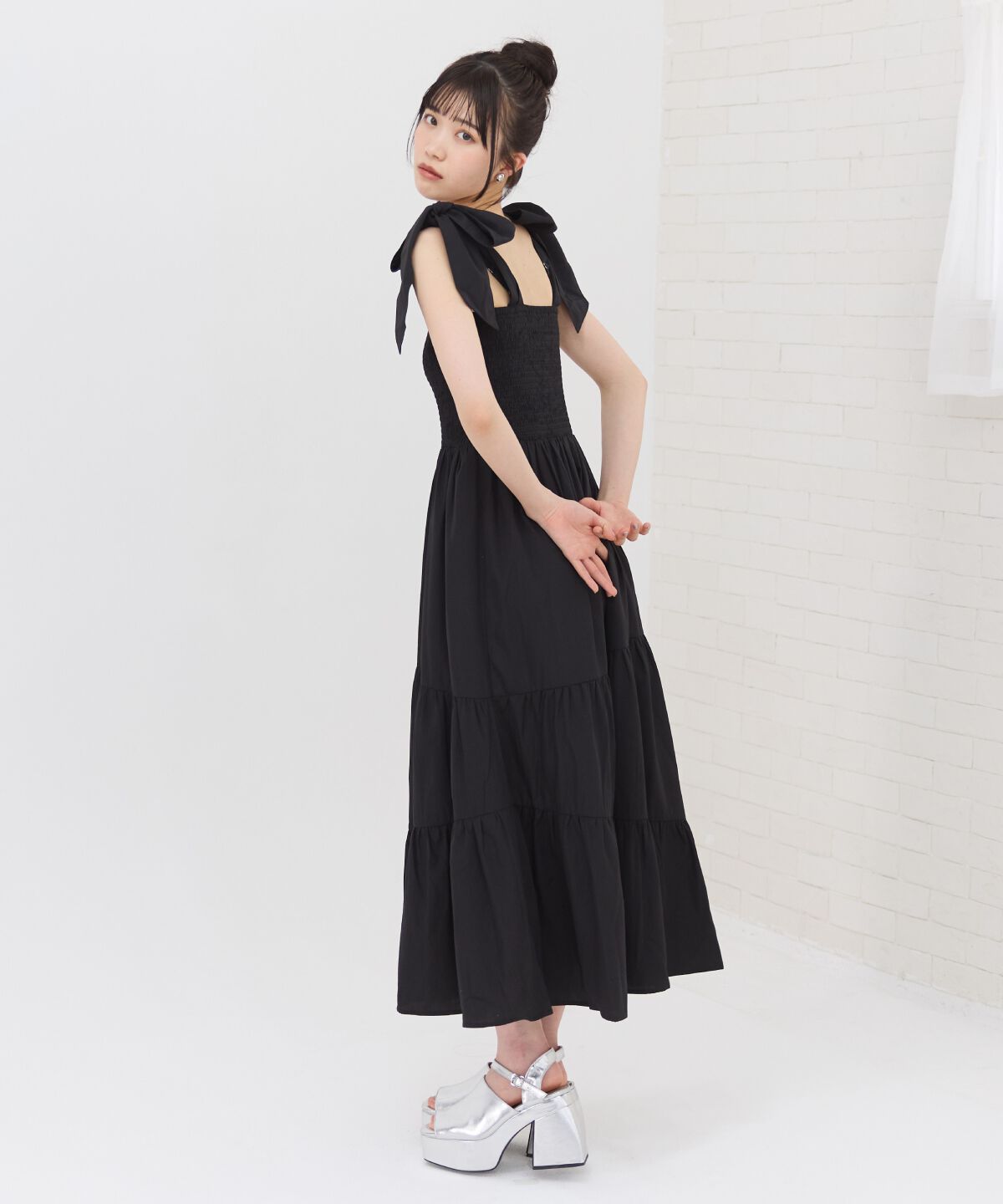 REDYAZEL「リボンショルダーティアードワンピース」|ワンピース|