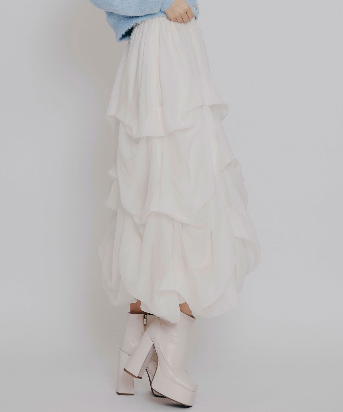 REDYAZEL「タックバルーンボリュームシフォンロングスカート」|フレア|