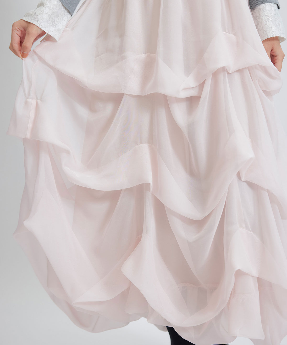 REDYAZEL「タックバルーンボリュームシフォンロングスカート」|フレア|