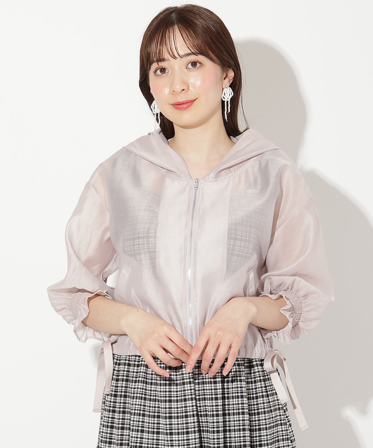 WILLSELECTION「サイドリボンキャンディスリーブパーカー」|パーカー|