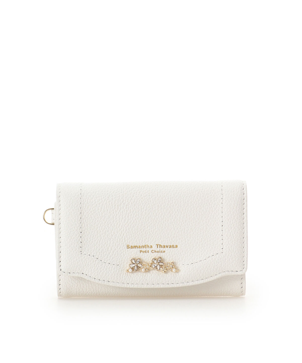 Samantha Thavasa Petit Choice「ラメフラワービジュー キーケース」|キーケース|ホワイト