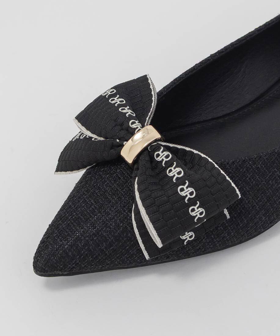  「3E幅広 2WAY リボンキャンバスフラットパンプス」|パンプス|