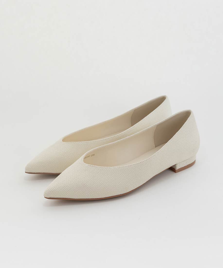  「3E幅広 2WAY リボンキャンバスフラットパンプス」|パンプス|