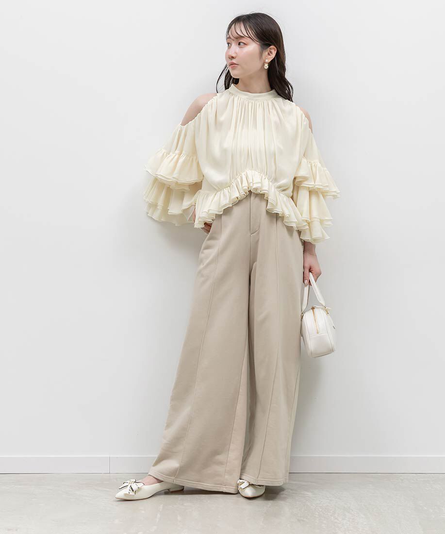  「3E幅広 2WAY リボンキャンバスフラットパンプス」|パンプス|