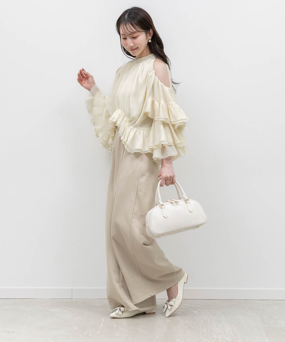  「3E幅広 2WAY リボンキャンバスフラットパンプス」|パンプス|