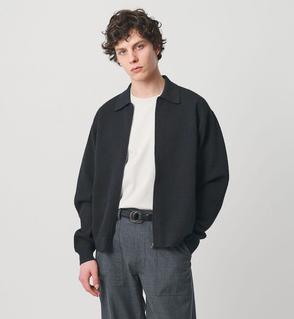 UNITED ARROWS「ブークレー ダブルフェイス ジップブルゾン」|カーディガン|DK.GRAY