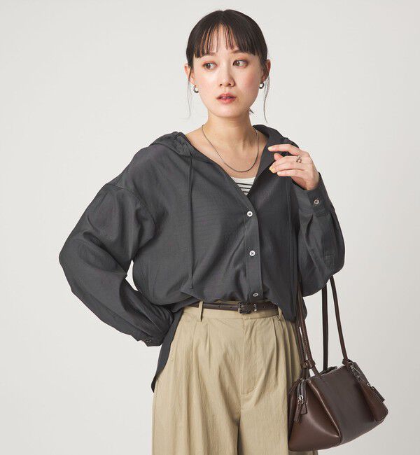 UNITED ARROWS green label relaxing「フード シャツ UVカット 接触冷感」|シャツ・ブラウス|DK.GRAY