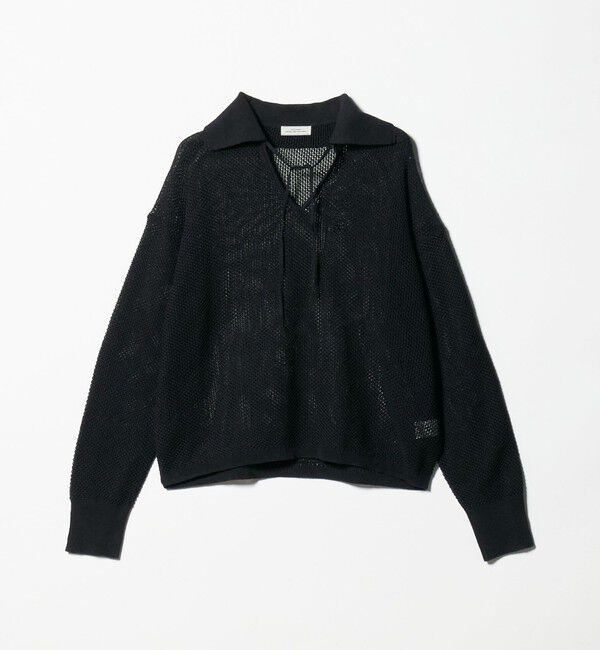 UNITED ARROWS green label relaxing「メッシュ ポロプルオーバー」|ニット・セーター|BLACK