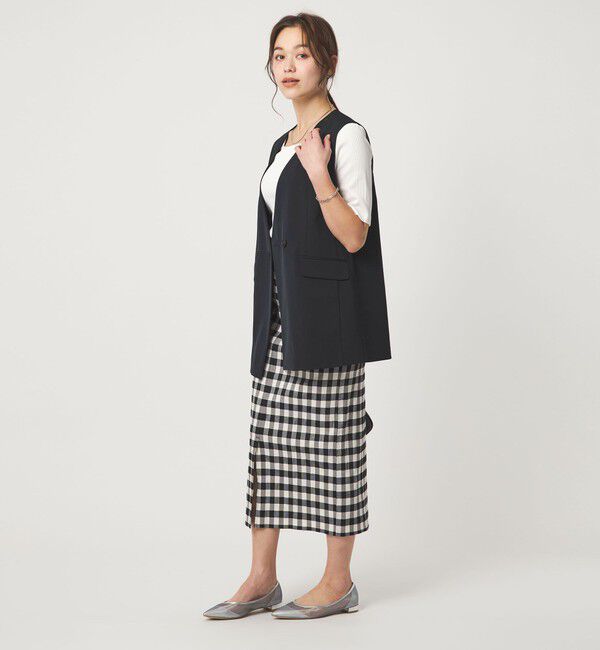 UNITED ARROWS green label relaxing「［size SHORTあり］サラフール ノーラペル ジレ ストレッチ UVカット」|ノーカラージャケット|