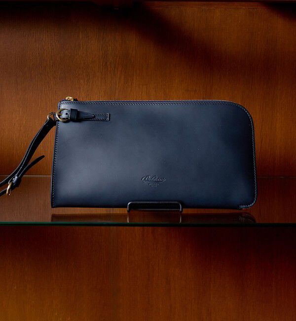 SHIPS「Boldrini Selleria: レザー クラッチバッグ」|クラッチバッグ|ネイビー