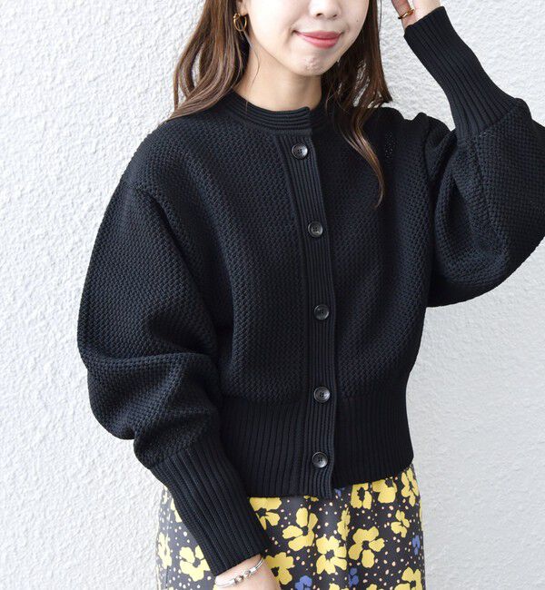 SHIPS any「SHIPS any: パターン コンパクト ショート ニット カーディガン」|カーディガン|