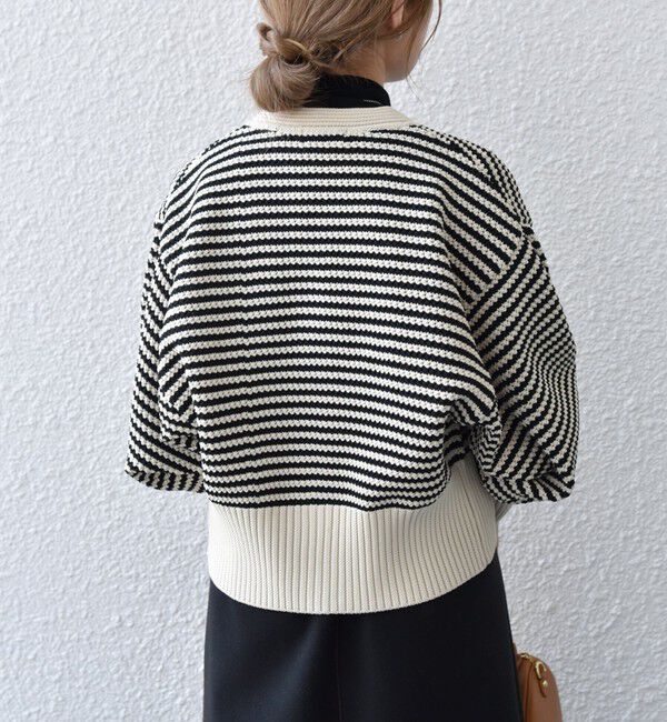 SHIPS any「SHIPS any: パターン コンパクト ショート ニット カーディガン」|カーディガン|