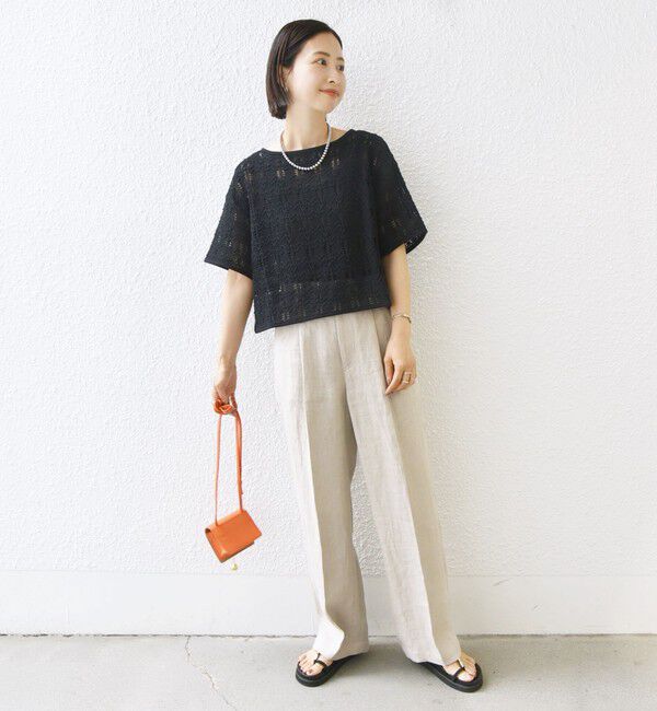 SHIPS for women「〈手洗い可能〉ローゲージ ラッセル 半袖 TEE」|Tシャツ・カットソー|