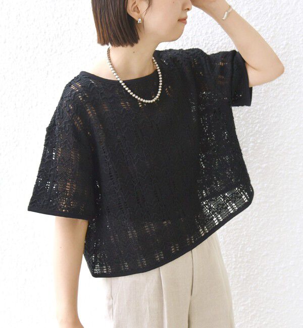 SHIPS for women「〈手洗い可能〉ローゲージ ラッセル 半袖 TEE」|Tシャツ・カットソー|