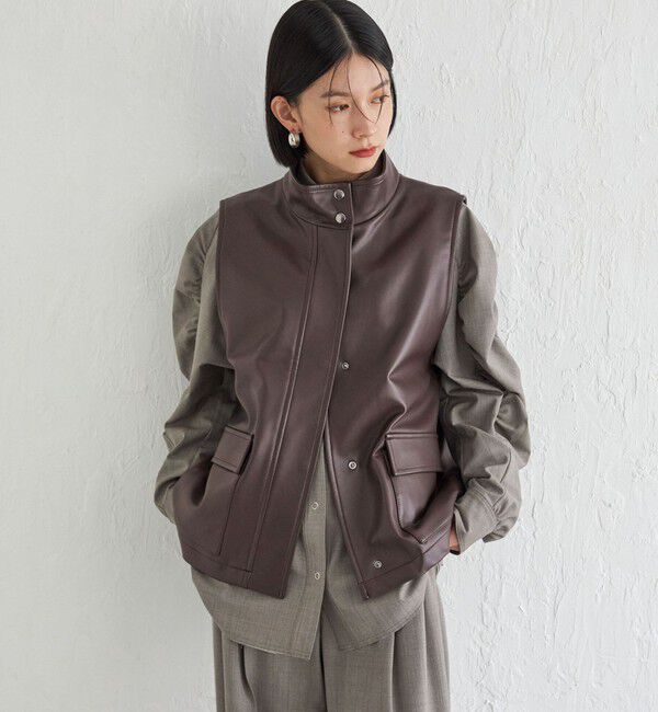 SHIPS for women「Wai＋:スタンドカラー ベスト」|ベスト・ジレ|