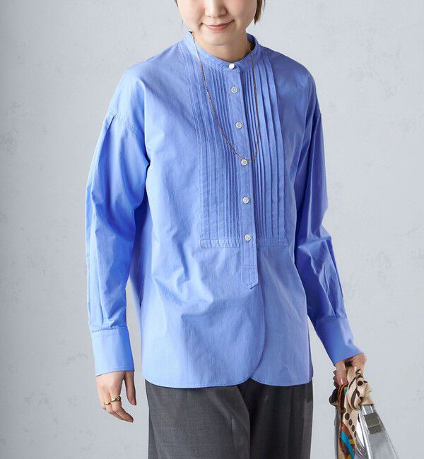 SHIPS for women「〈洗濯機可能〉ピンタック バンド カラー シャツ」|シャツ・ブラウス|