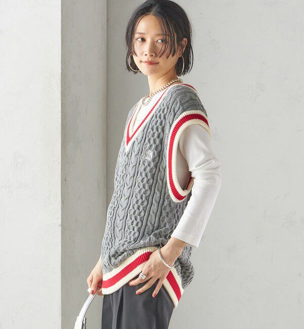 SHIPS for women「【SHIPS別注】LOGAN KNITTING MILLS: チルデン Vネック ベスト」|ベスト・ジレ|